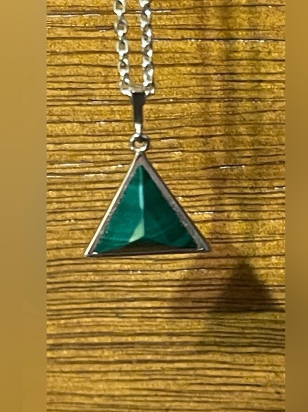Rock + Raw, Malachite Guardian Silver Pendant (Baby) on 14k White Gold Chain